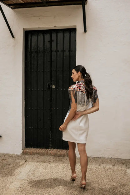 Capa Joya Elvy Gris perla, Dorado, Naranja y Rojo