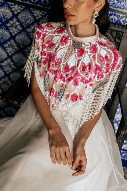 Capa Joya Elvy Rosa salmón, Fucsia, Azul y Blanco