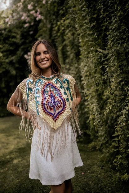 Capa Joya Multi Arte vivo Azul claro, Amarillo y Fucsia