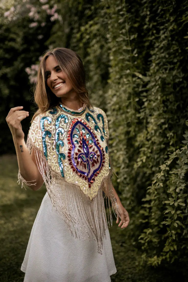 Capa Joya Multi Arte vivo Azul claro, Amarillo y Fucsia