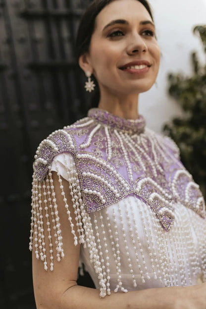 Papillon Jewel Cape with Purple Pearls