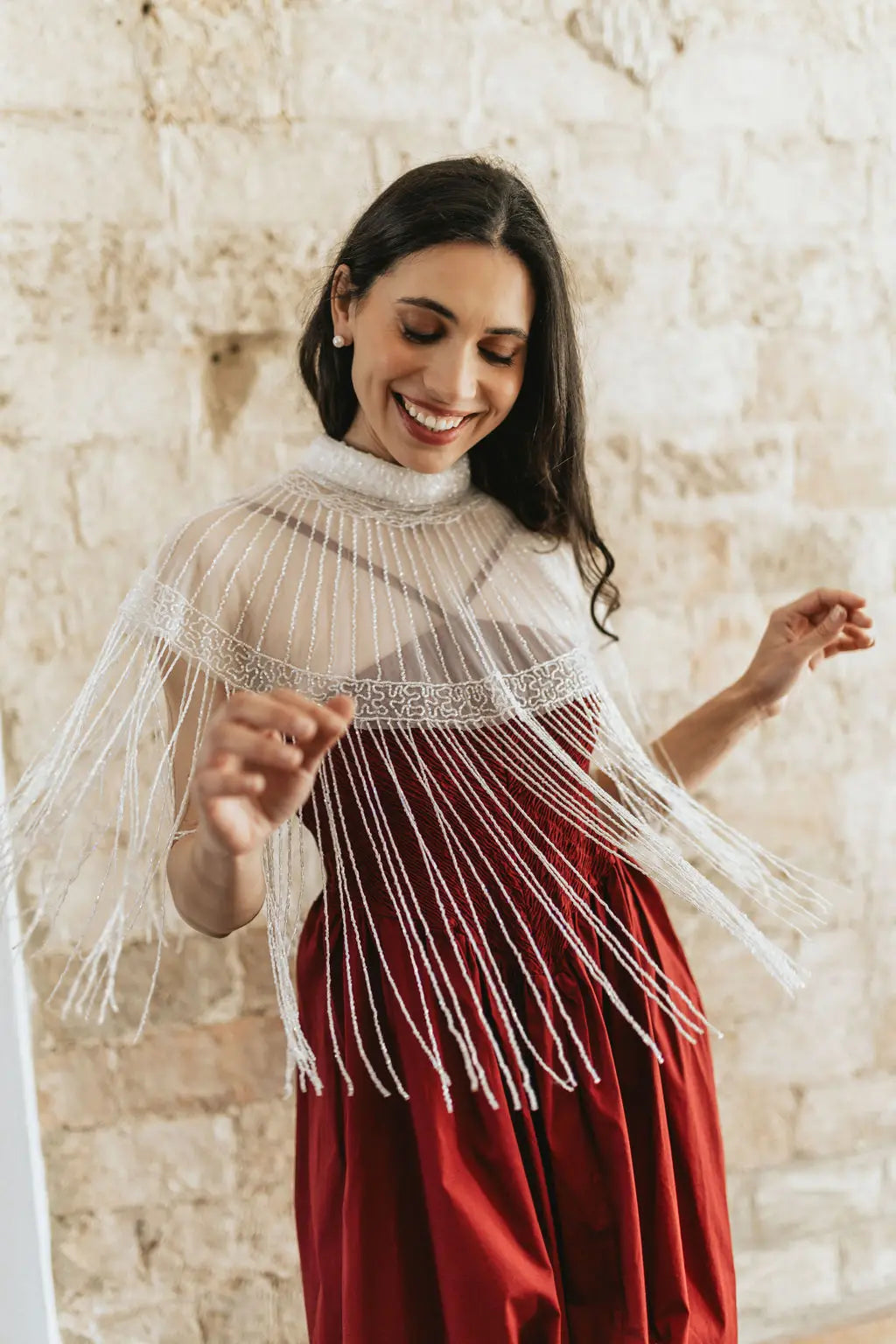 White Miyuki Jewel Cape
