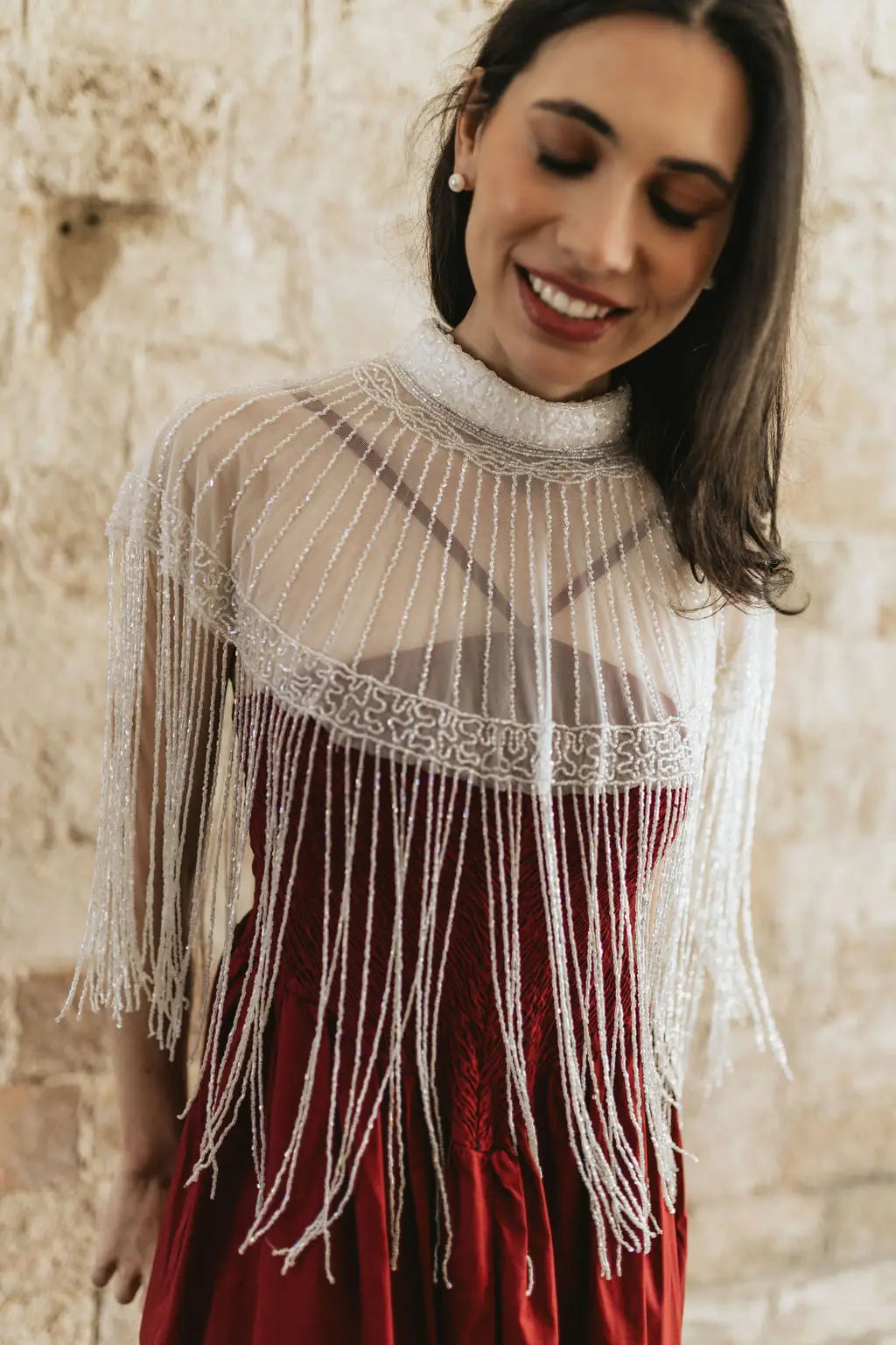 White Miyuki Jewel Cape