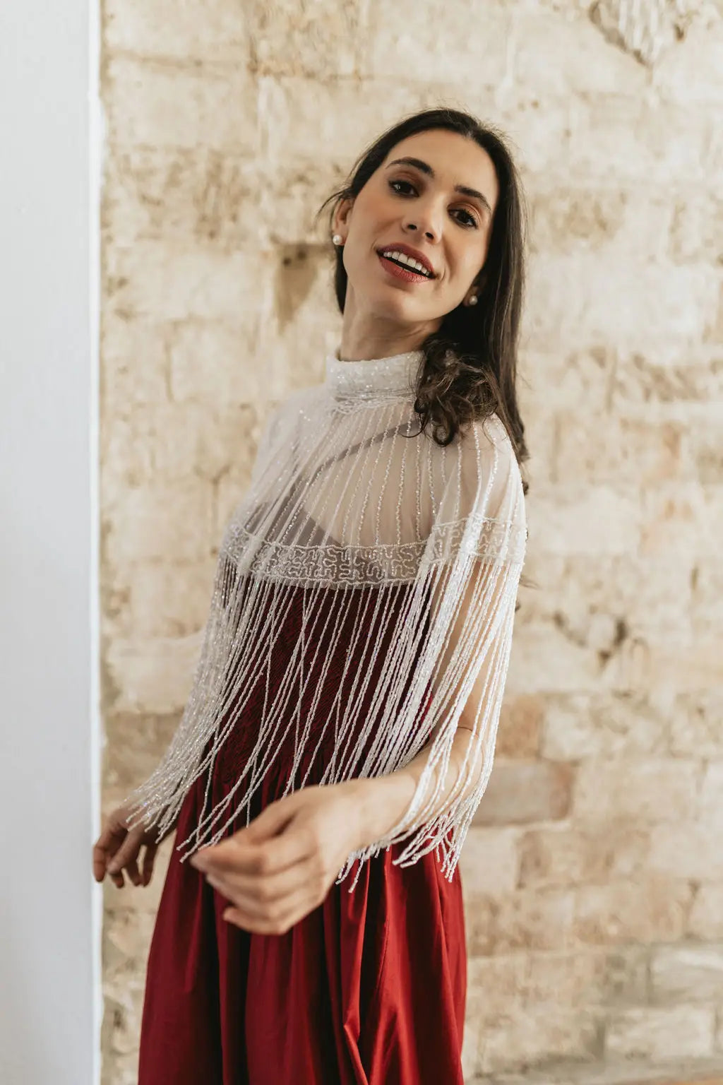 White Miyuki Jewel Cape