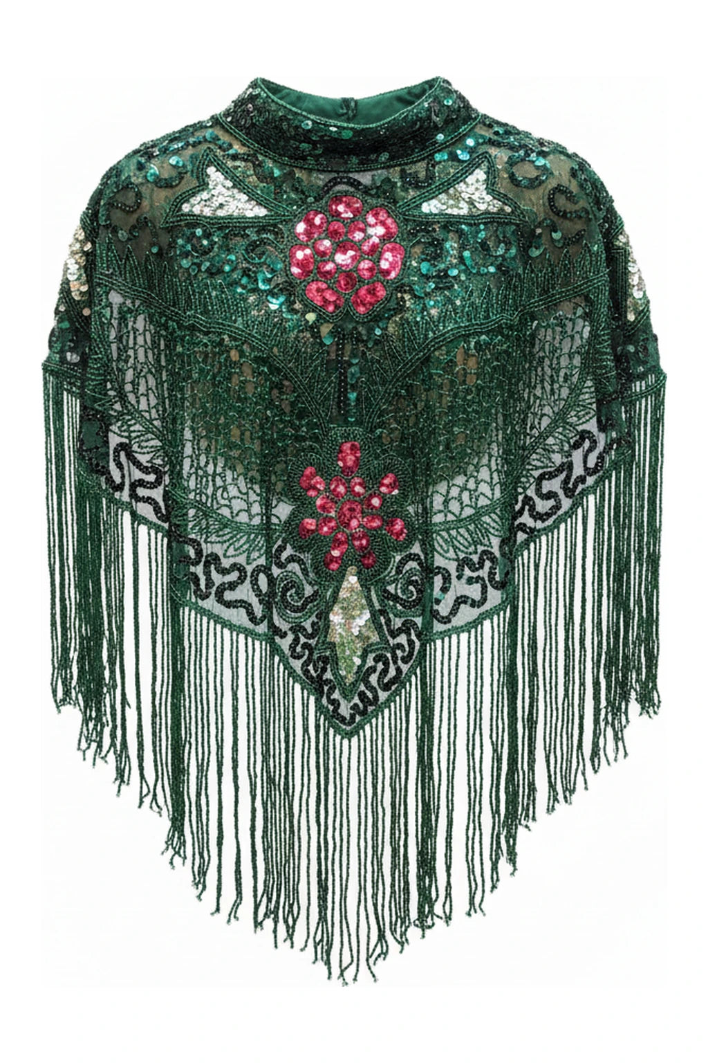 Capa Joya Aura Lentejuelas Verde y Fucsia
