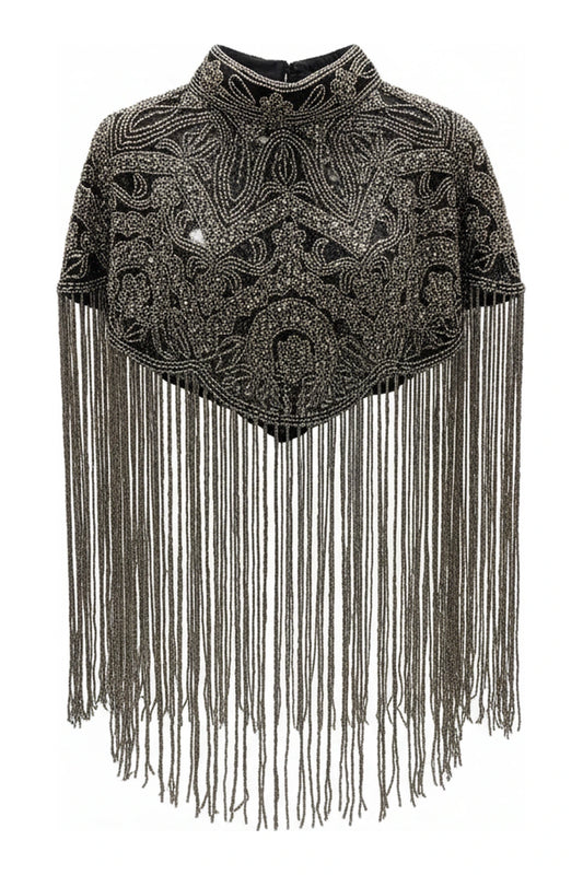 Capa Joya Flapper Plateada y Negra