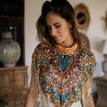 Capa Joya Multi Brillo Naranja, Azul turquesa y Rosado