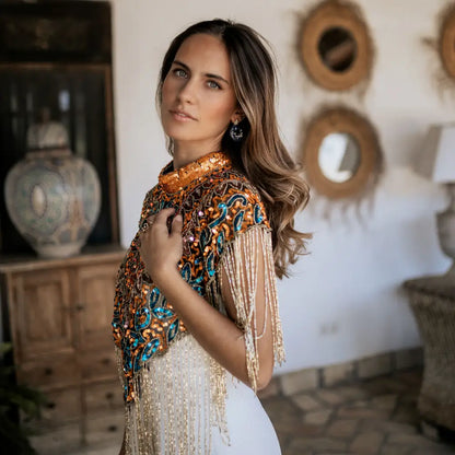 Capa Joya Multi Brillo Naranja, Azul turquesa y Rosado