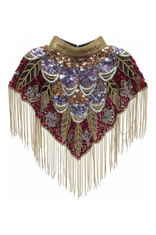 Capa Joya Multi Tribal Morado, Rojo y Dorado