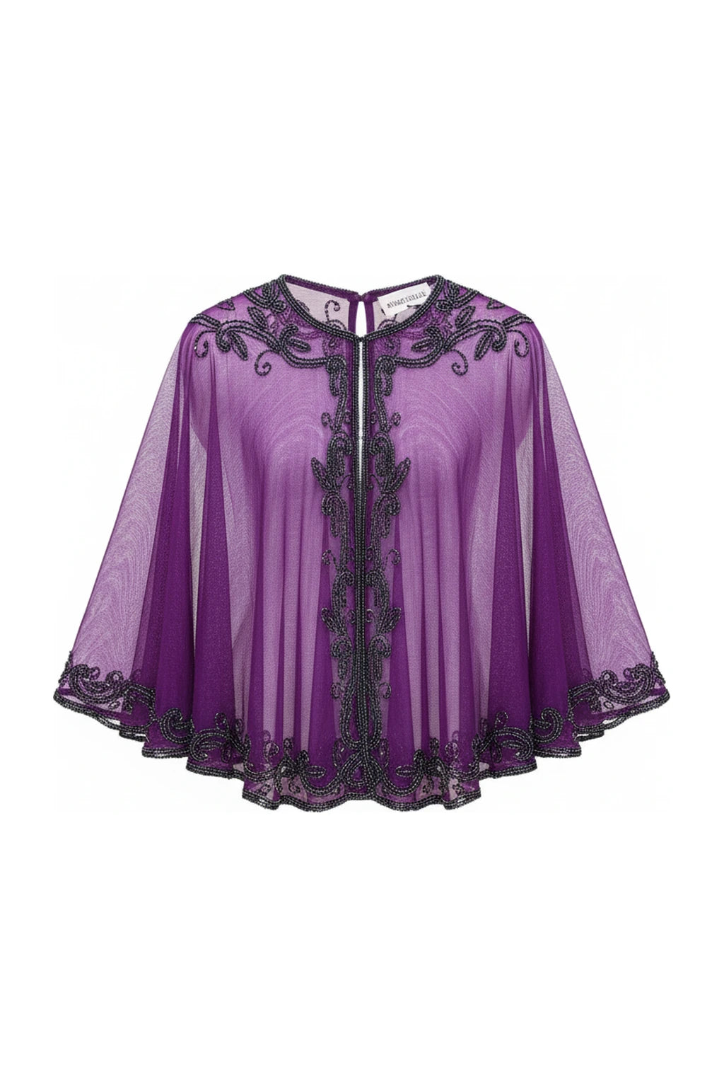 Capa Tul Bordada Velaria Morado y Cromo