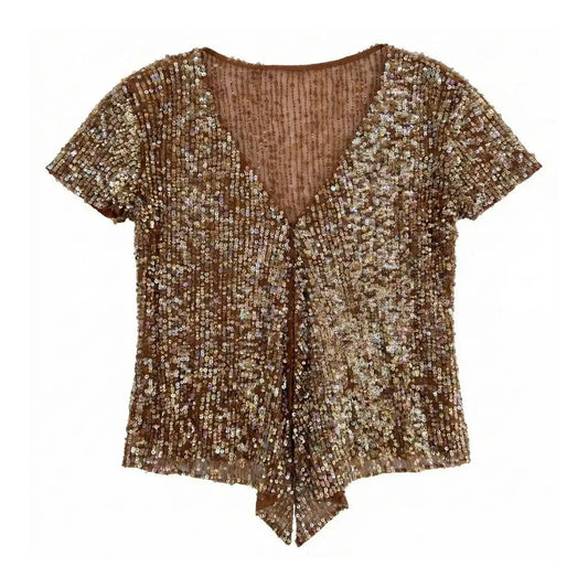 Liora Jacket Short Sleeve Gold Sequins
