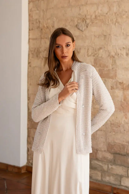 Chaqueta Joya Perlas Blanca
