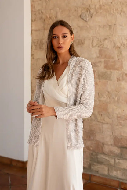 Chaqueta Joya Perlas Blanca