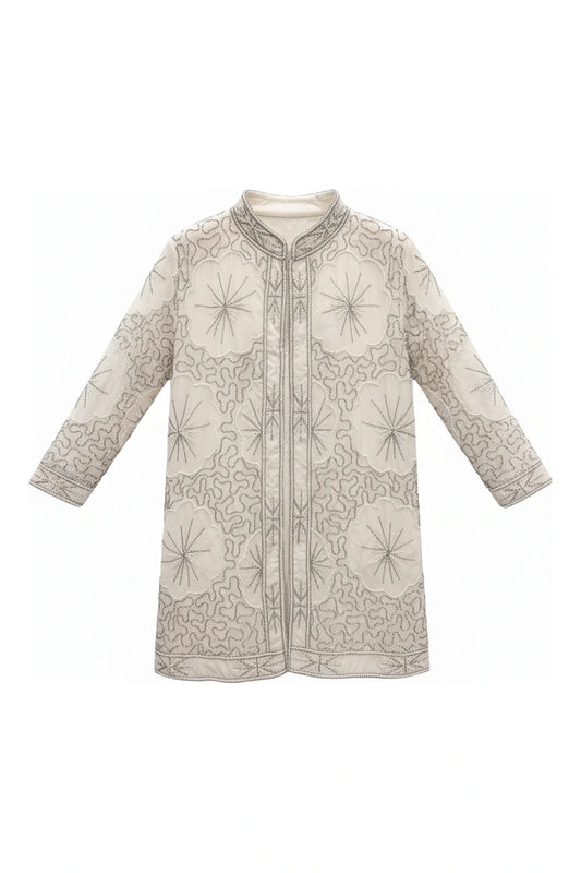 Chaqueta Joya Zariya Blanco crema y Plata
