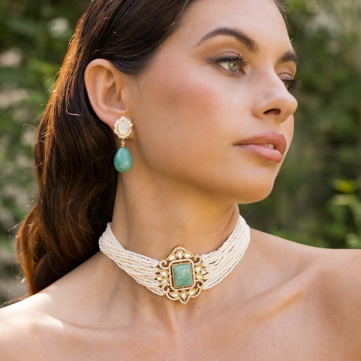 Pendientes Aquella Shine, Nácar y Amazonita