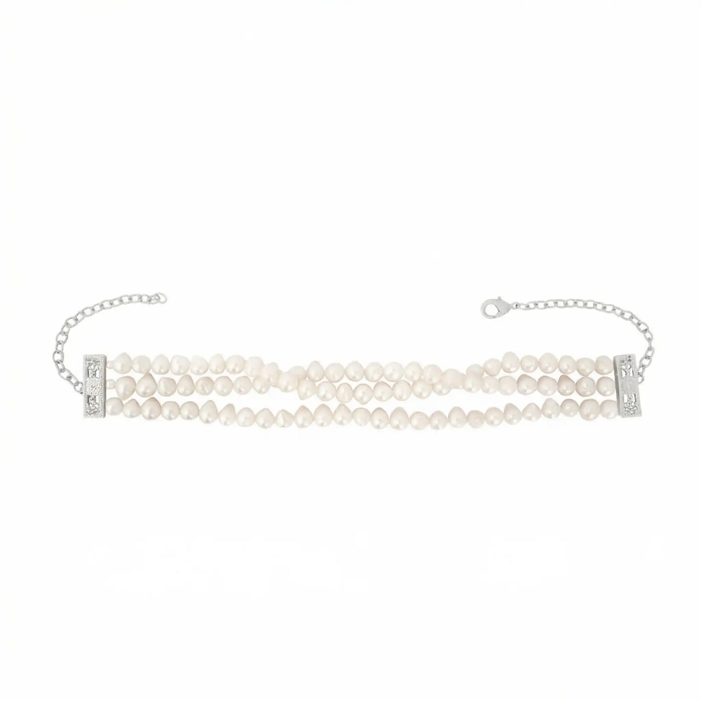 Nauru Triple Choker Limited Edition Silver Pearls M