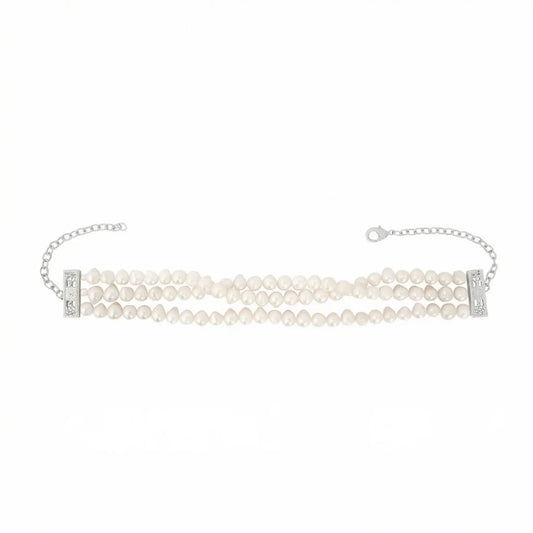 Choker Nauru Triple Ed. Limitada Plata Perlas M