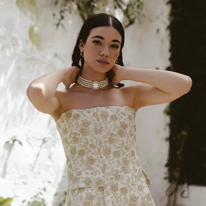 Choker Vintage Anise Plata Perlas