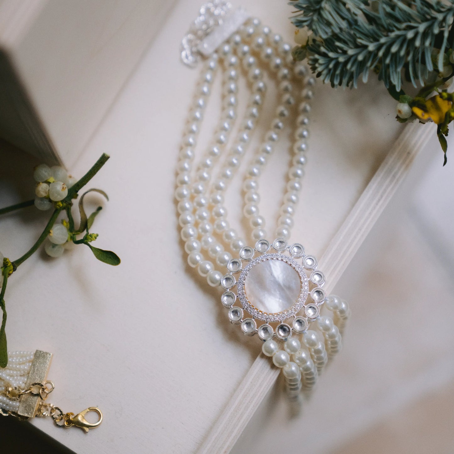 Choker Vintage Anise Plata Perlas