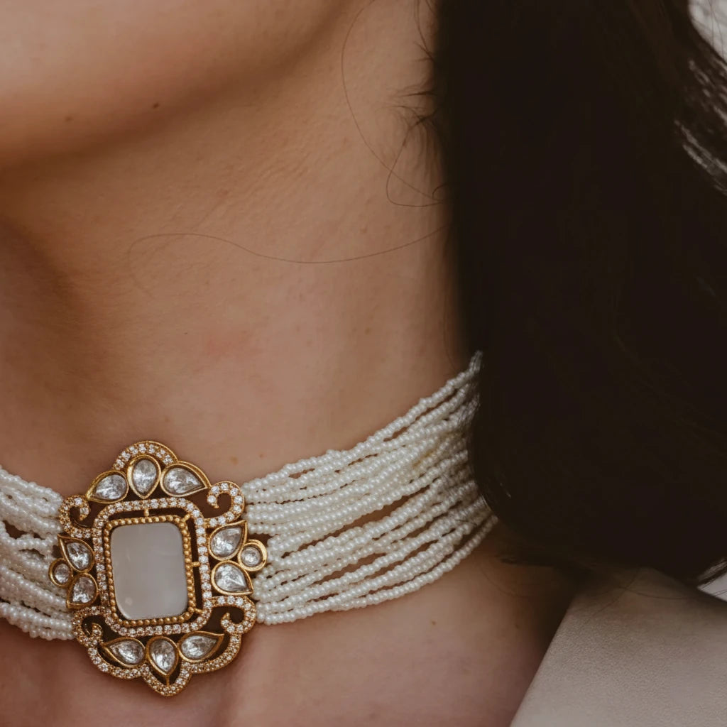 Choker Vintage Baline Mini Perlas