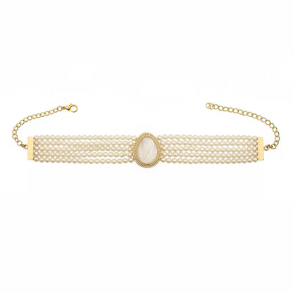 Choker Vintage Isolde 5 lineas Blanco Perlas