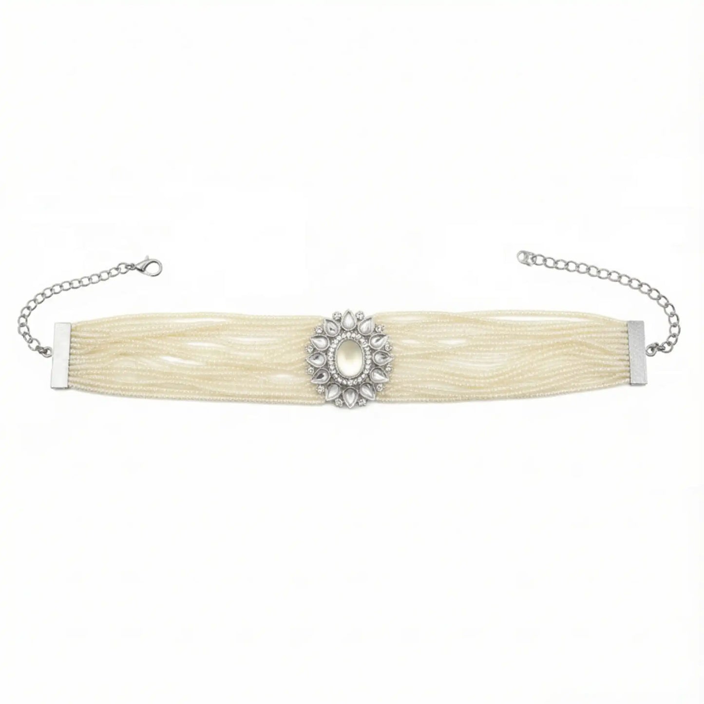 Choker Vintage Melisa Plata Mini Perlas
