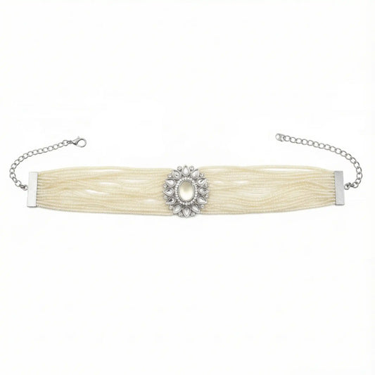Choker Vintage Melisa Plata Mini Perlas