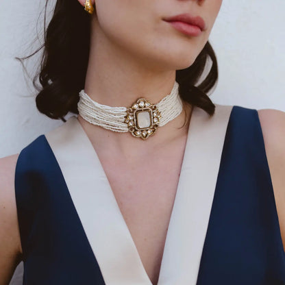 Choker Vintage Baline Mini Perlas