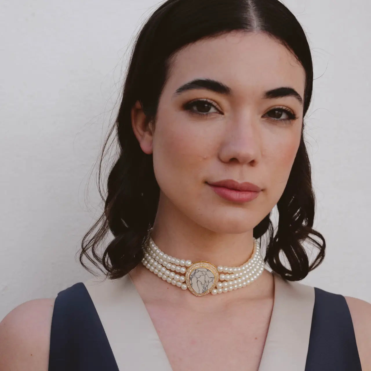 Choker Vintage Eira Mármol Perlas