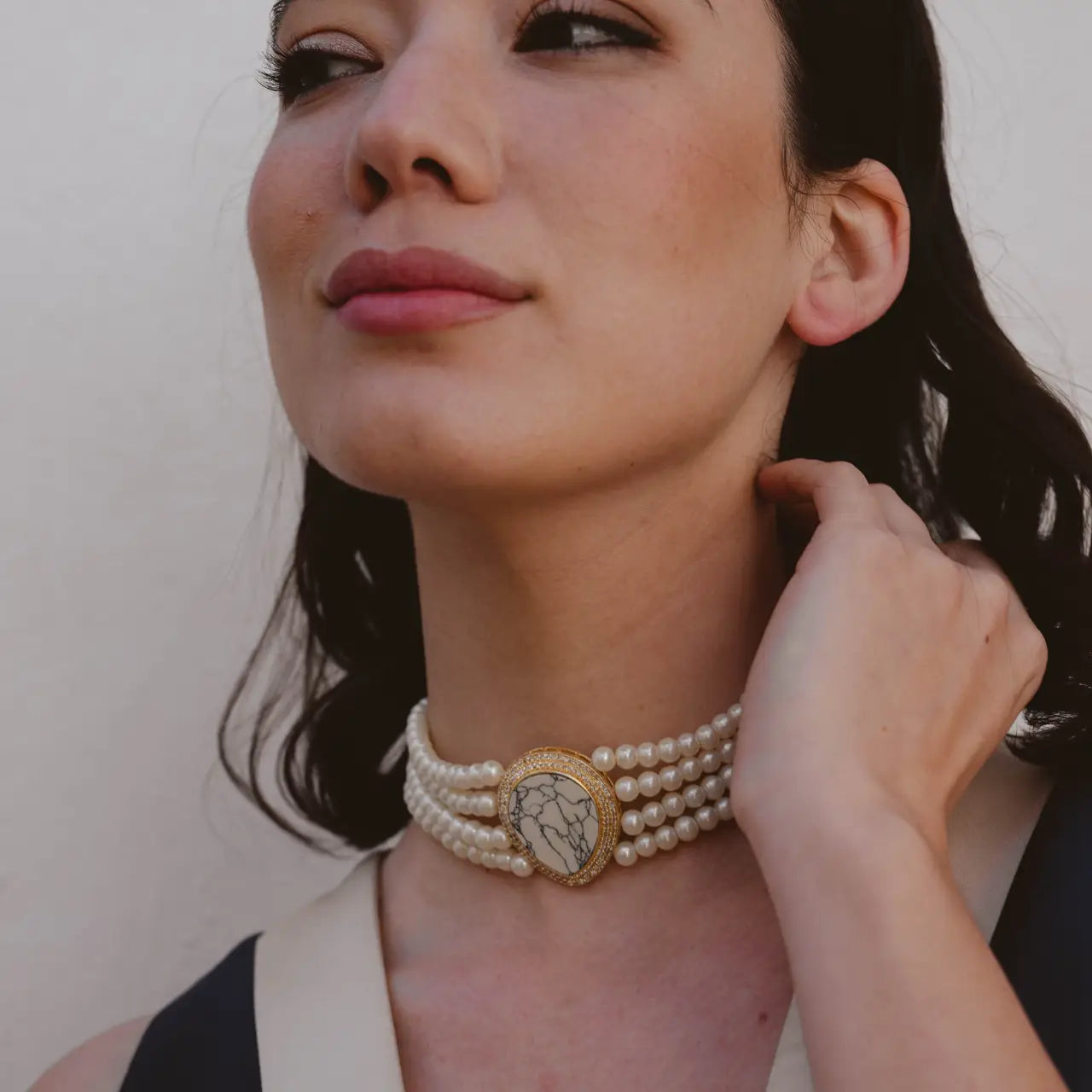 Choker Vintage Eira Mármol Perlas