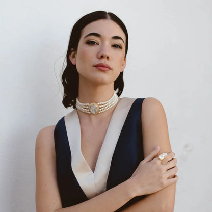 Choker Vintage Eira Mármol Perlas