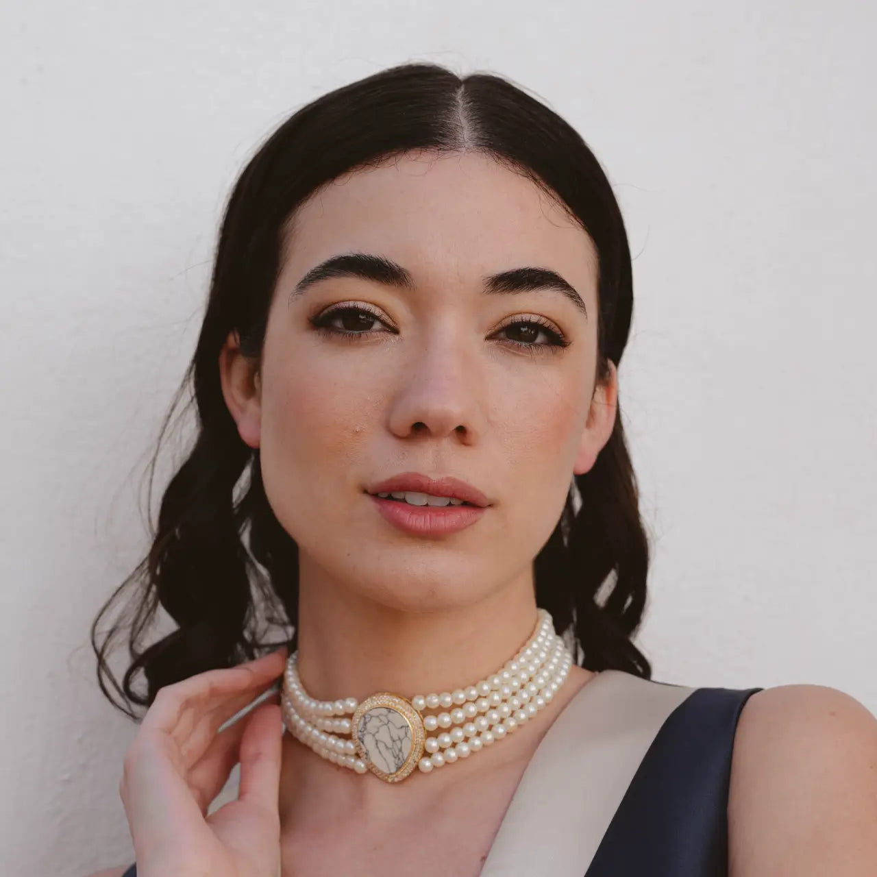 Choker Vintage Eira Mármol Perlas