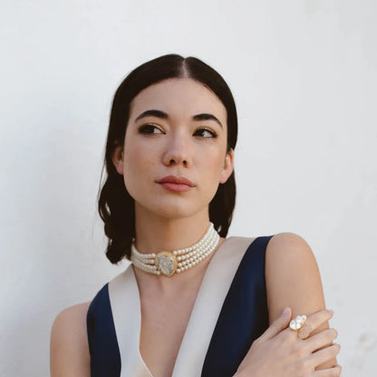 Choker Vintage Eira Mármol Perlas