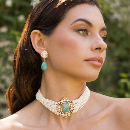Choker Baline Ed. Limitada Amazonita y Perlas