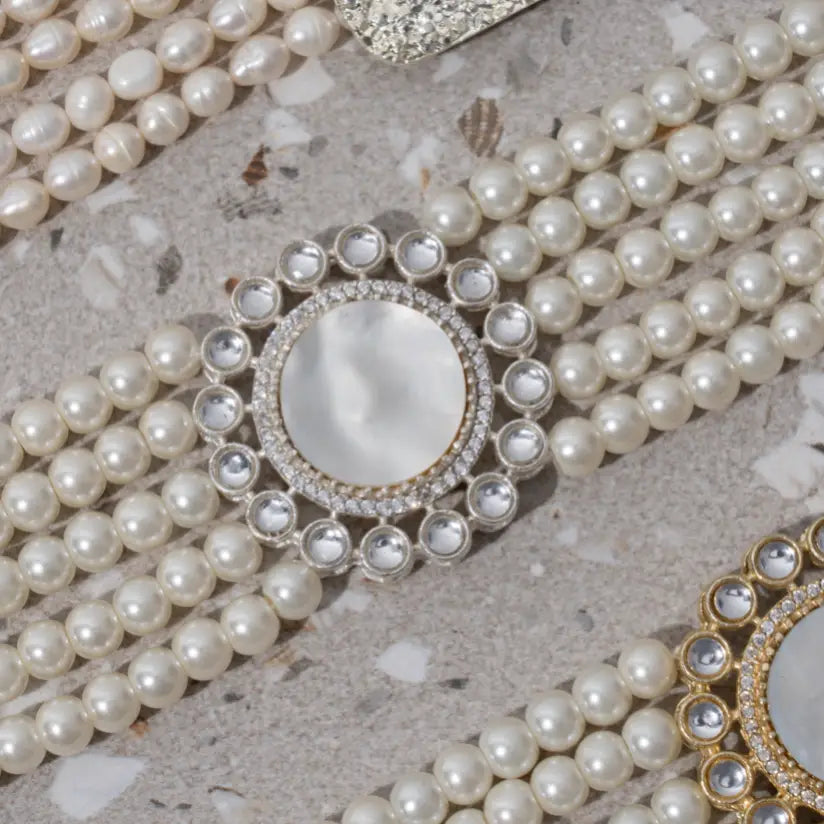 Choker Vintage Anise Plata Perlas