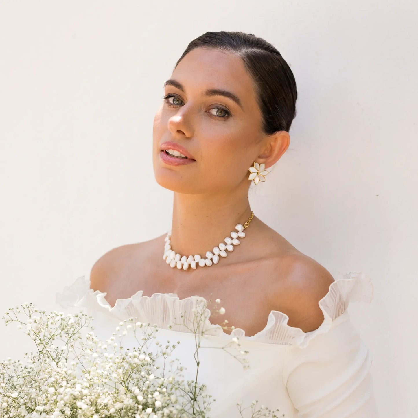 Pendientes Marisel Blanco nácar