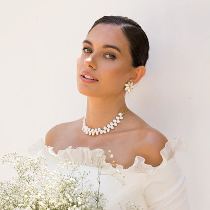 Pendientes Marisel Blanco nácar