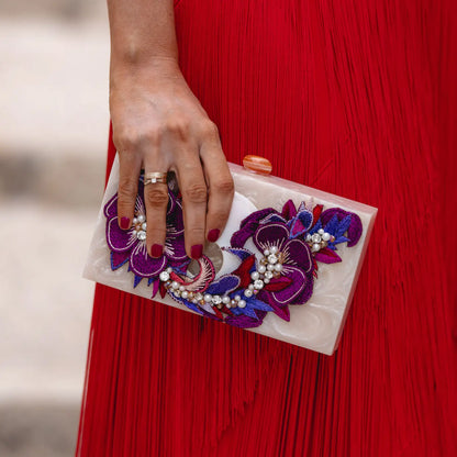 Purple Floral Caprice Clutch