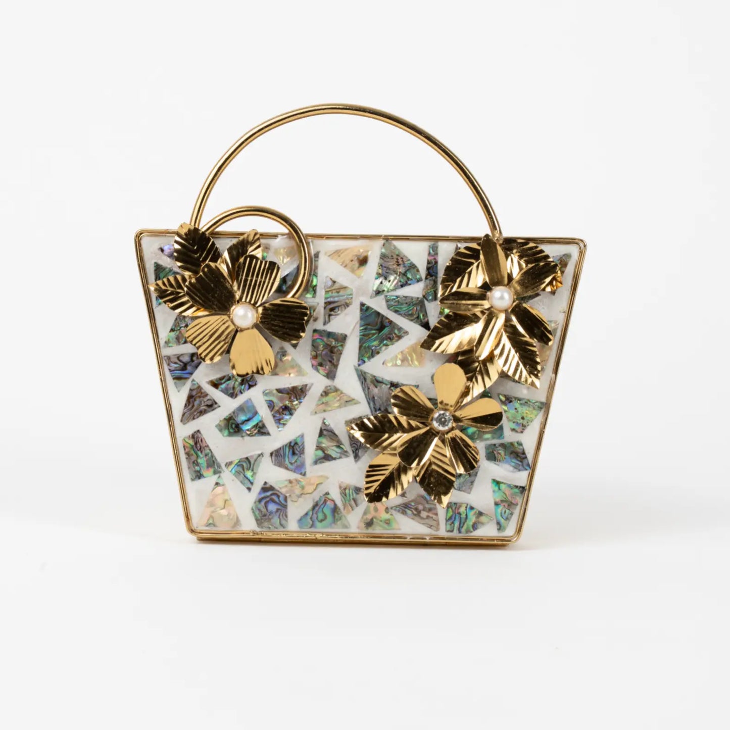 Clutch Deluxe Asa Teselas Abalone y Blanco
