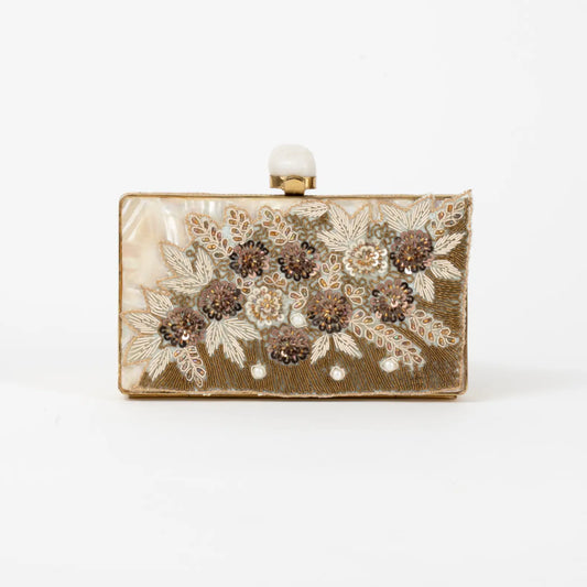 Clutch Deluxe Broderie Beige