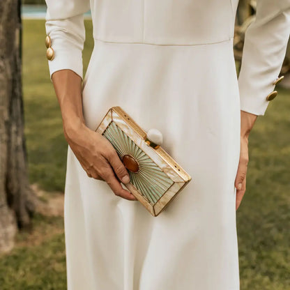 Clutch Deluxe Nelia Nácar, Verde agua y ámbar