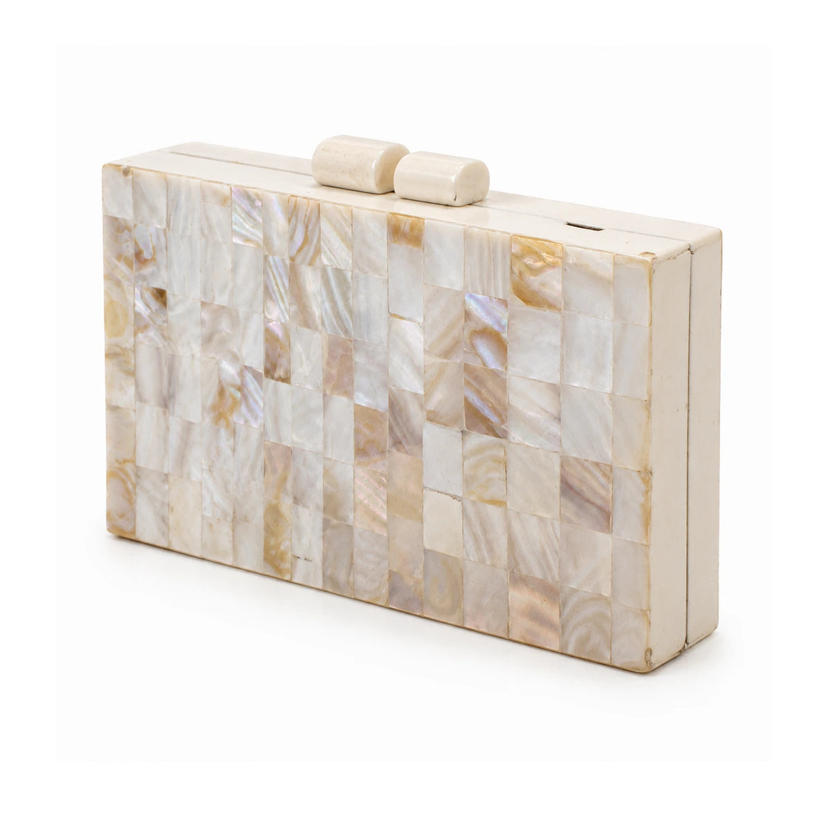 Clutch Caja Tesela Nácar Blanco