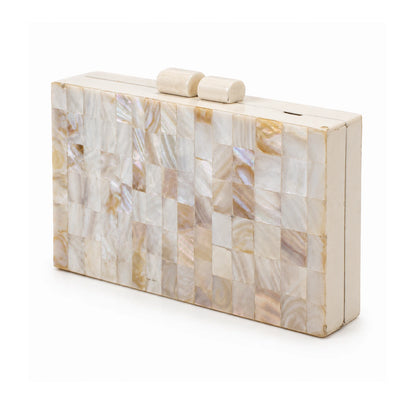 Clutch Caja Tesela Nácar Blanco