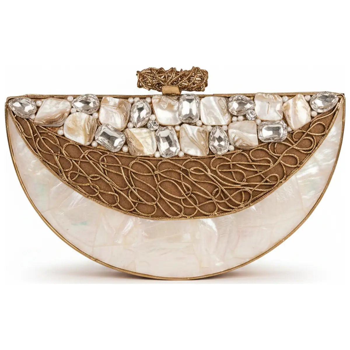 Clutch Deluxe Semicircular Oroca Nácar Shine