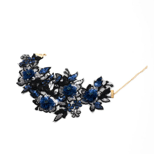 Collar Bordado Azuría Azul y Negro