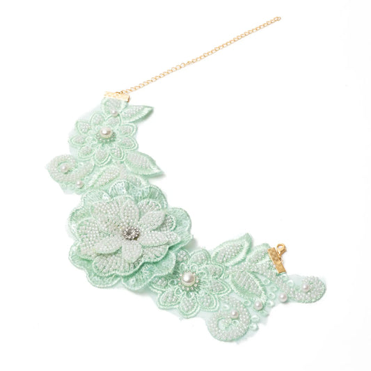 Collar Bordado Florisel Verde Agua