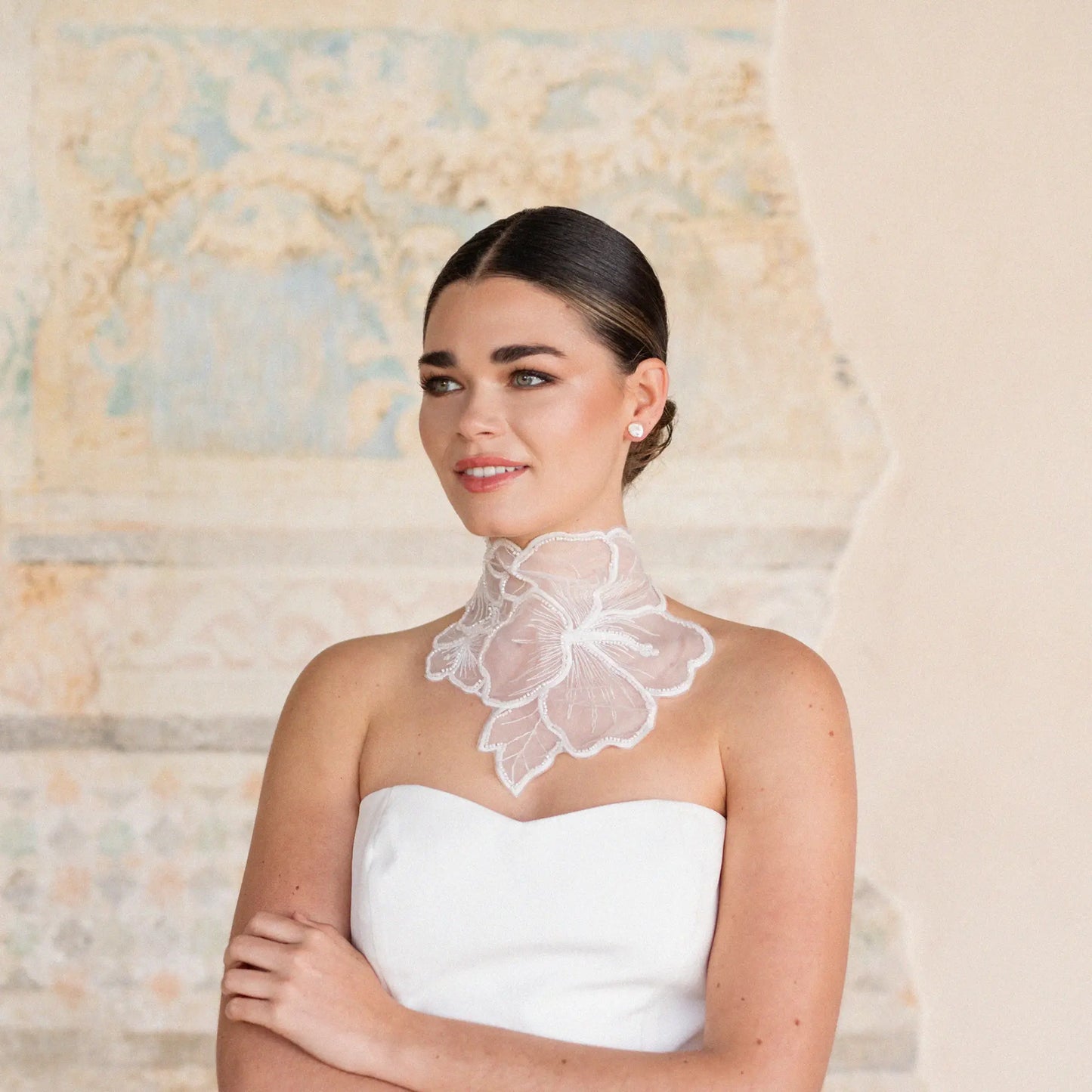 Collar Bordado Kristaly Blanco