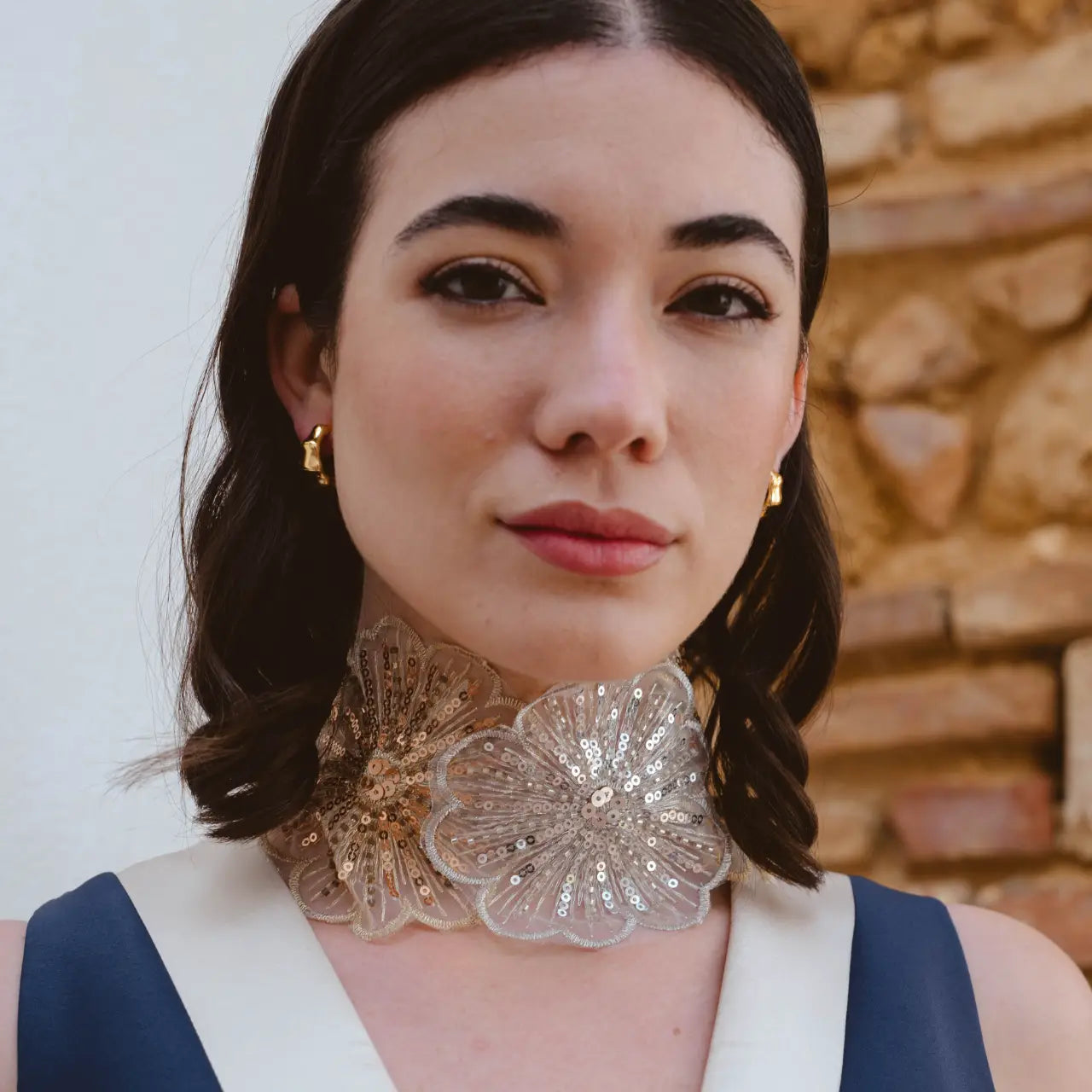 Collar Bordado Belle de Nuit Plata y Dorado