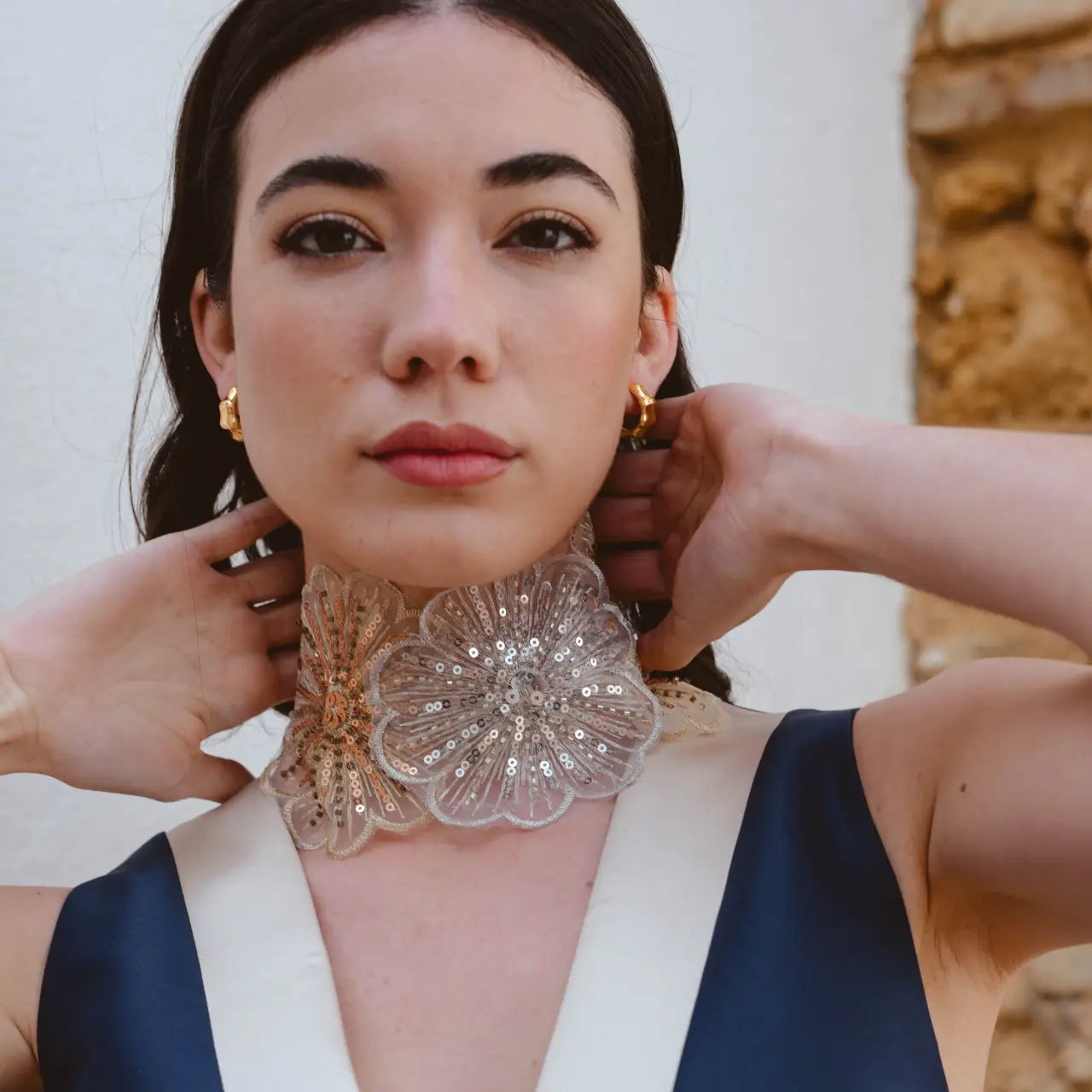 Collar Bordado Belle de Nuit Plata y Dorado