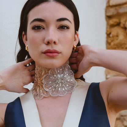 Collar Bordado Belle de Nuit Plata y Dorado